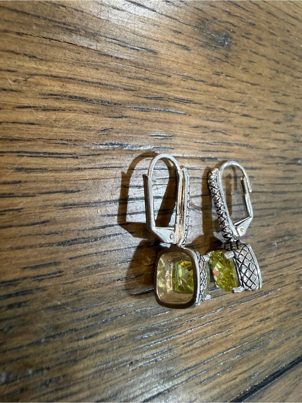 Source Unknown Silver Drop Earrings with Yellow Cushion Stones - Picture 7 of 8